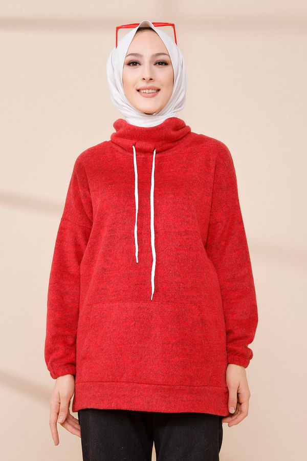 Düz Orta Kadın Kırmızı TUNIK - 3480 Kırmızı