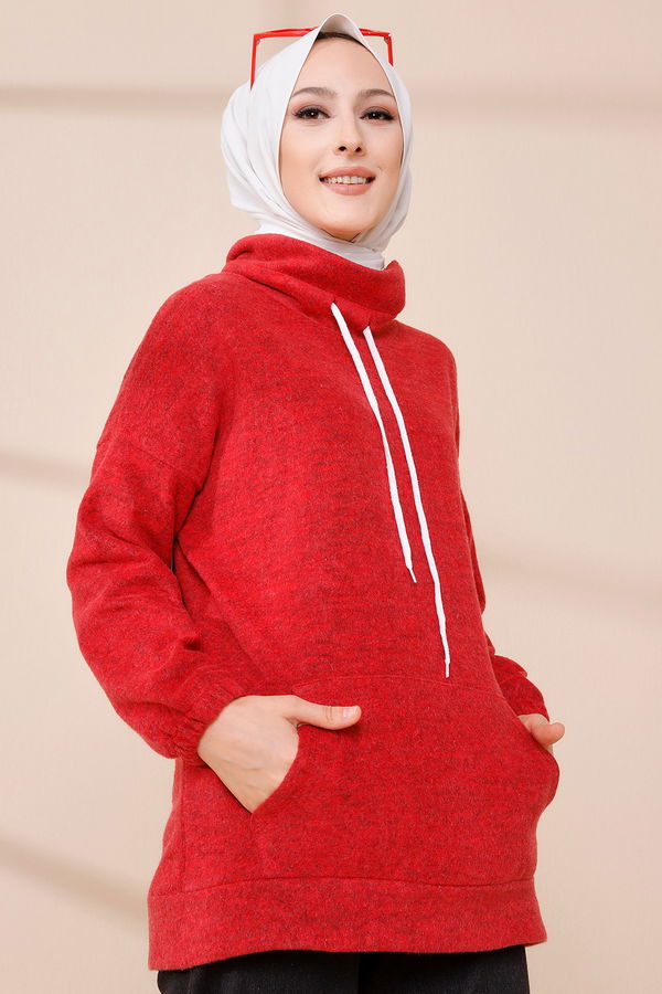 Düz Orta Kadın Kırmızı TUNIK - 3480 Kırmızı