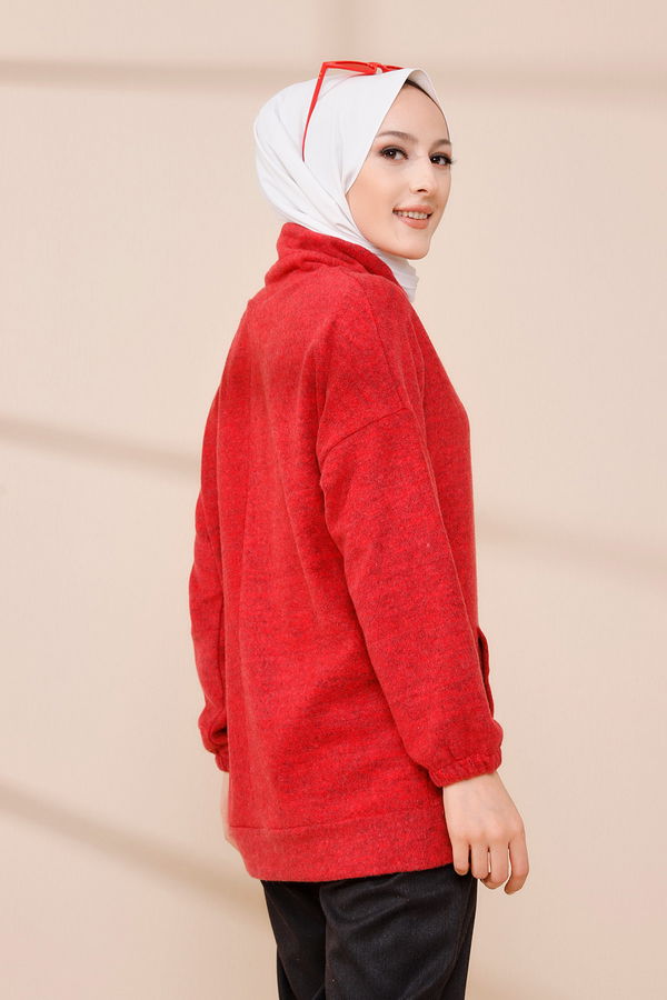 Düz Orta Kadın Kırmızı TUNIK - 3480 Kırmızı