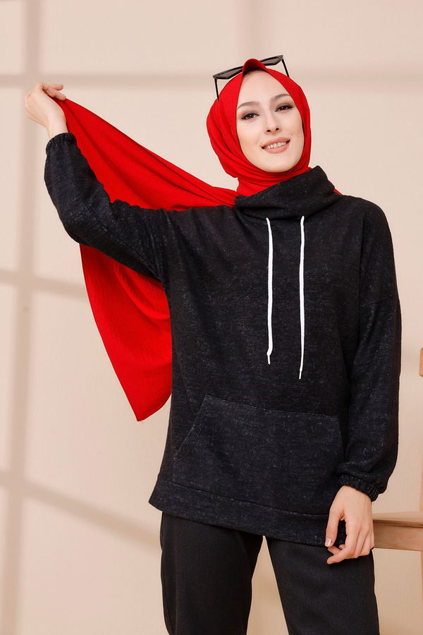 Düz Orta Kadın Siyah TUNIK - 3480