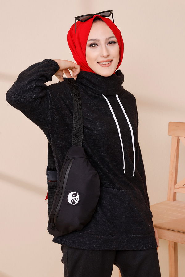 Düz Orta Kadın Siyah TUNIK - 3480