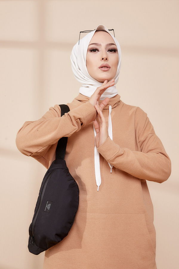 Düz balıkcı Yaka Kadın Taba Tunık Pantolon - 3471