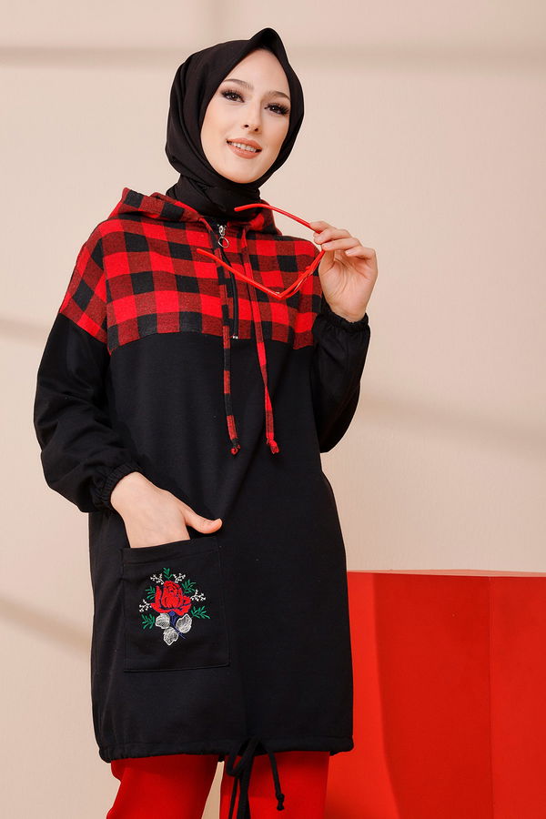 Düz Orta Kadın Kırmızı TUNIK - 3396