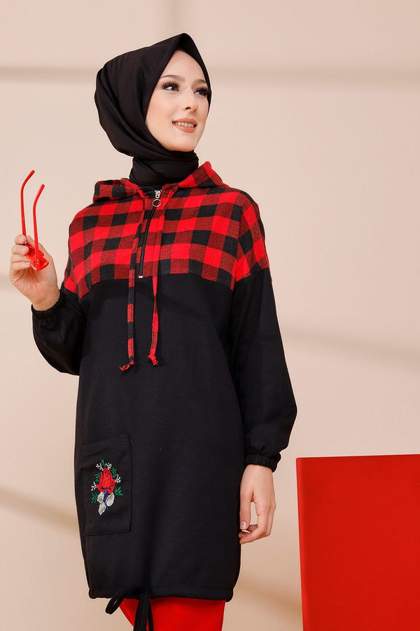 Düz Orta Kadın Kırmızı TUNIK - 3396