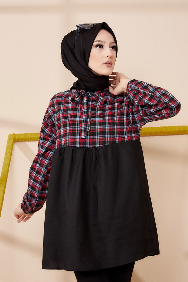 Düz Orta Kadın Mavi TUNIK - 3464 MAVİ