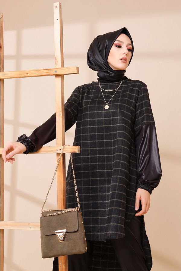 Düz Orta Kadın Haki TUNIK - 3305