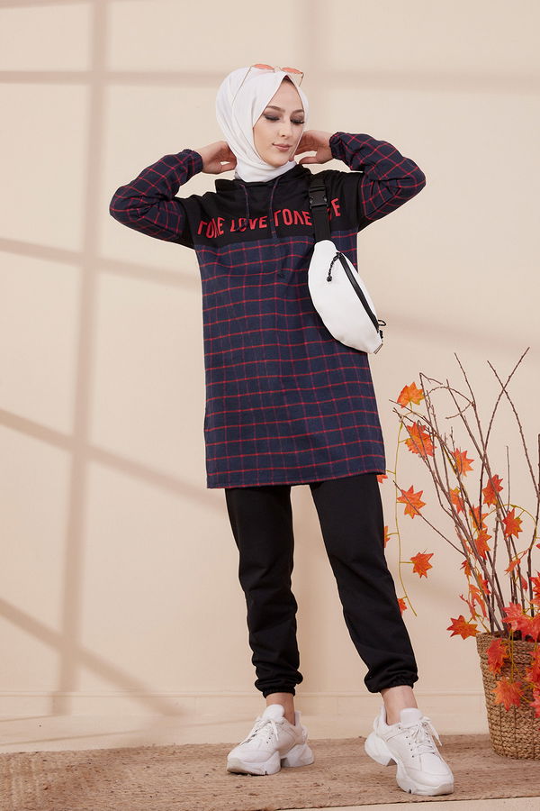 Düz Orta Kadın Lacivert 3402 TUNIK - 3402