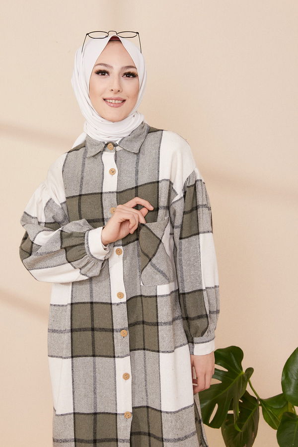 Düz Orta Kadın Haki Kase Kaban D1 SARI - 8636 - 8636
