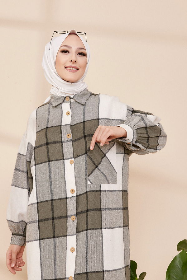 Düz Orta Kadın Haki Kase Kaban D1 SARI - 8636 - 8636