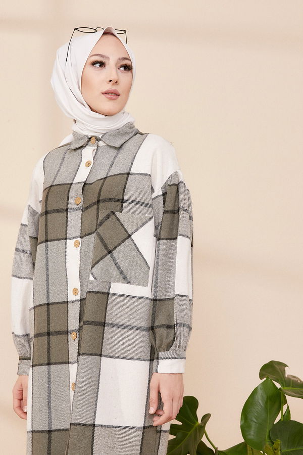 Düz Orta Kadın Haki Kase Kaban D1 SARI - 8636 - 8636