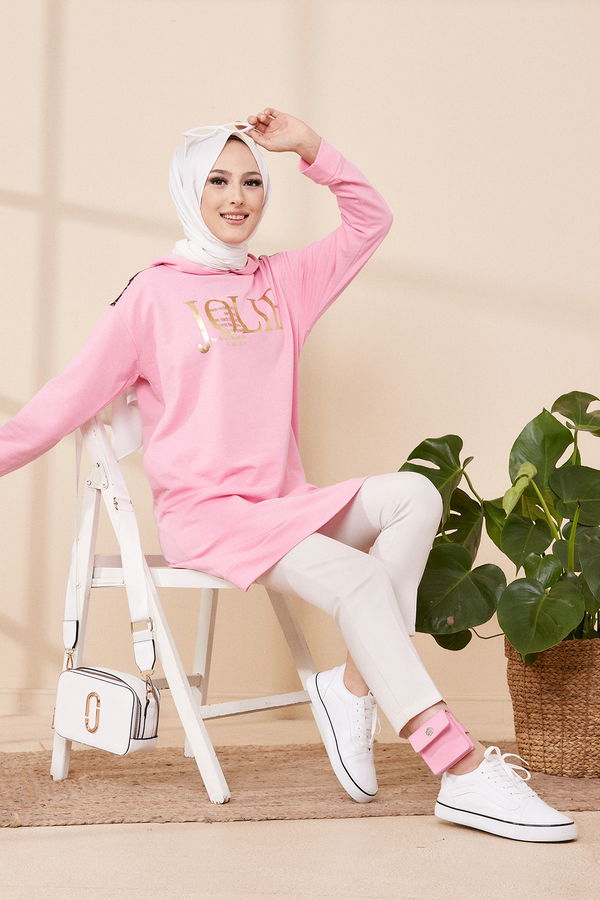 Düz Orta Kadın Pembe TUNIK - 3424