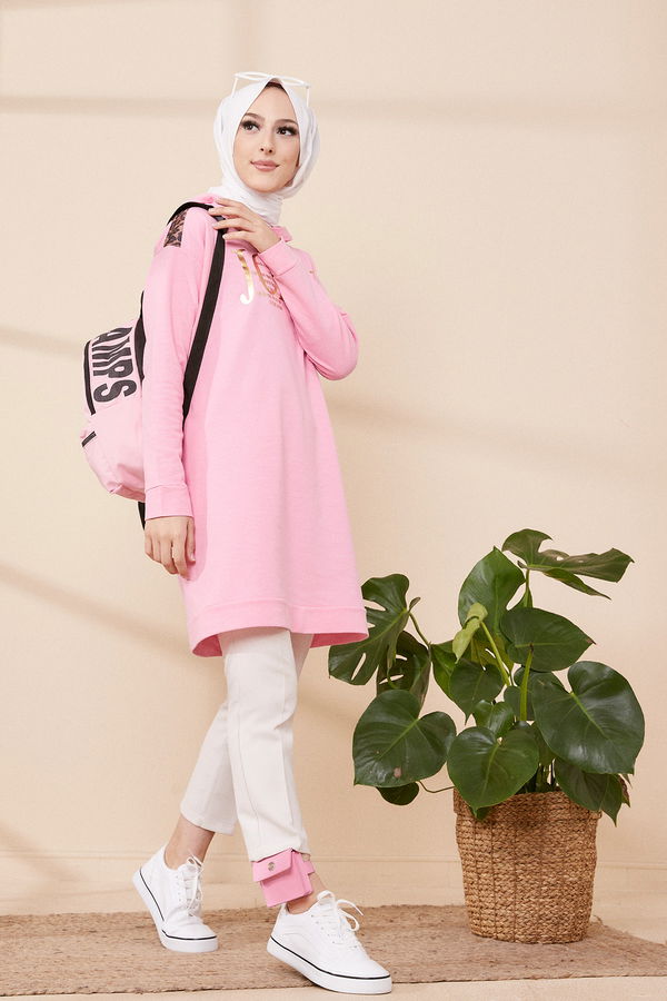 Düz Orta Kadın Pembe TUNIK - 3424