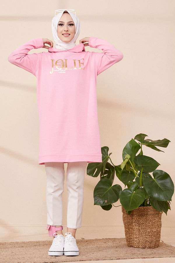 Düz Orta Kadın Pembe TUNIK - 3424
