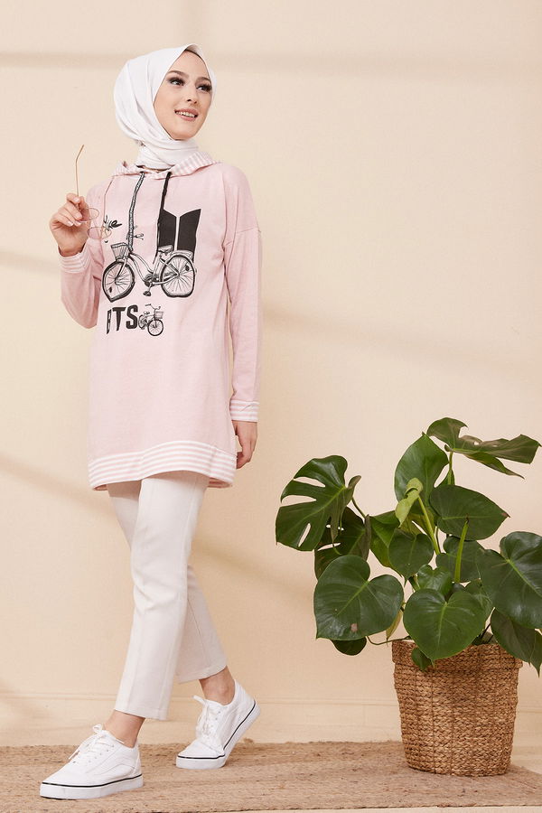 Düz Orta Kadın Pembe SWEAT - 8707