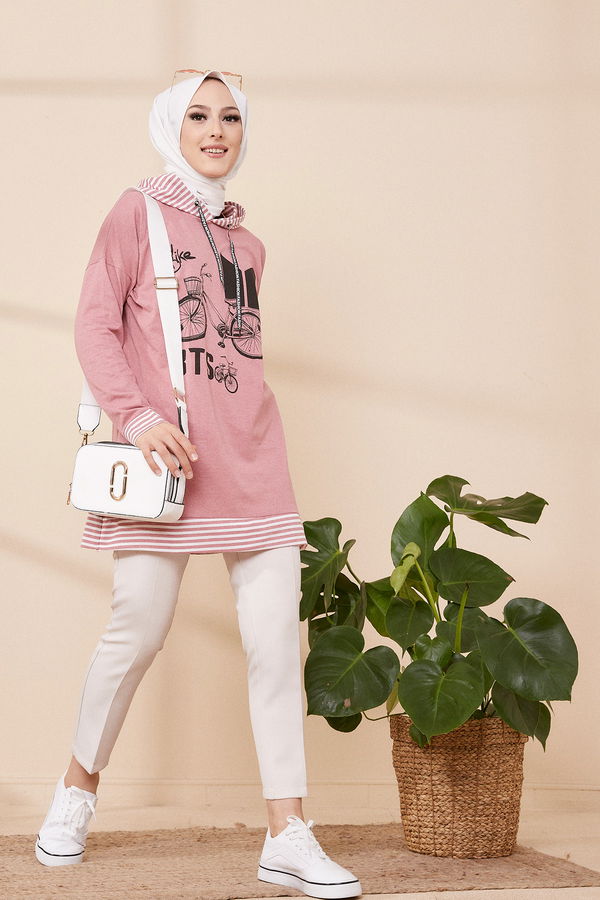 Düz Orta Kadın Pembe SWEAT - 8707 PEMBE