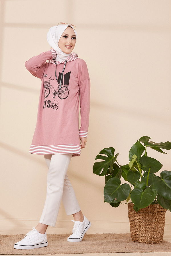 Düz Orta Kadın Pembe SWEAT - 8707 PEMBE