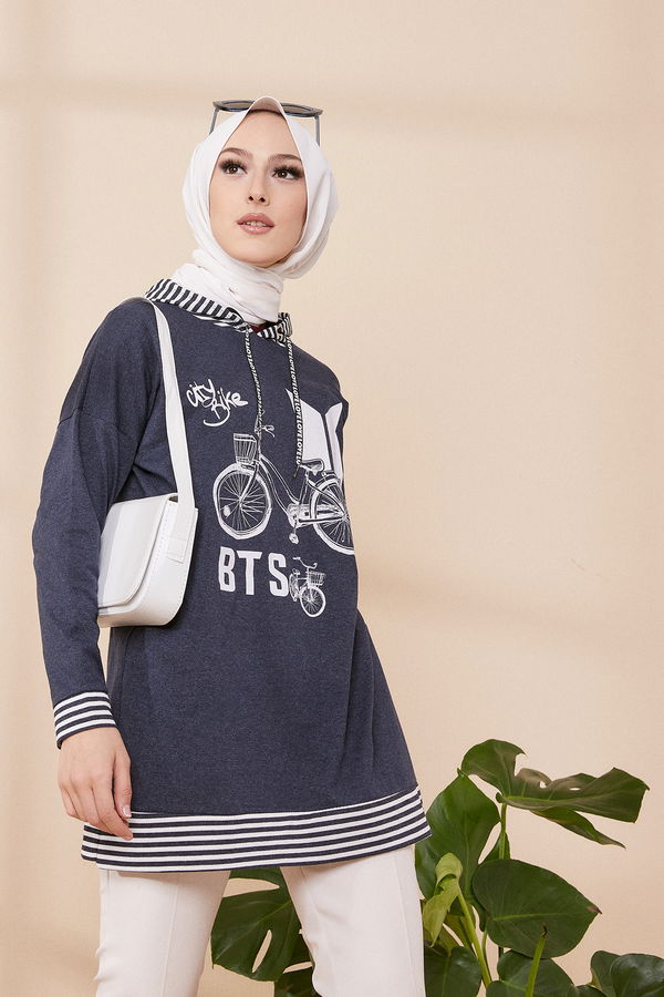Düz Orta Kadın Lacivert SWEAT - 8707 LACİVERT