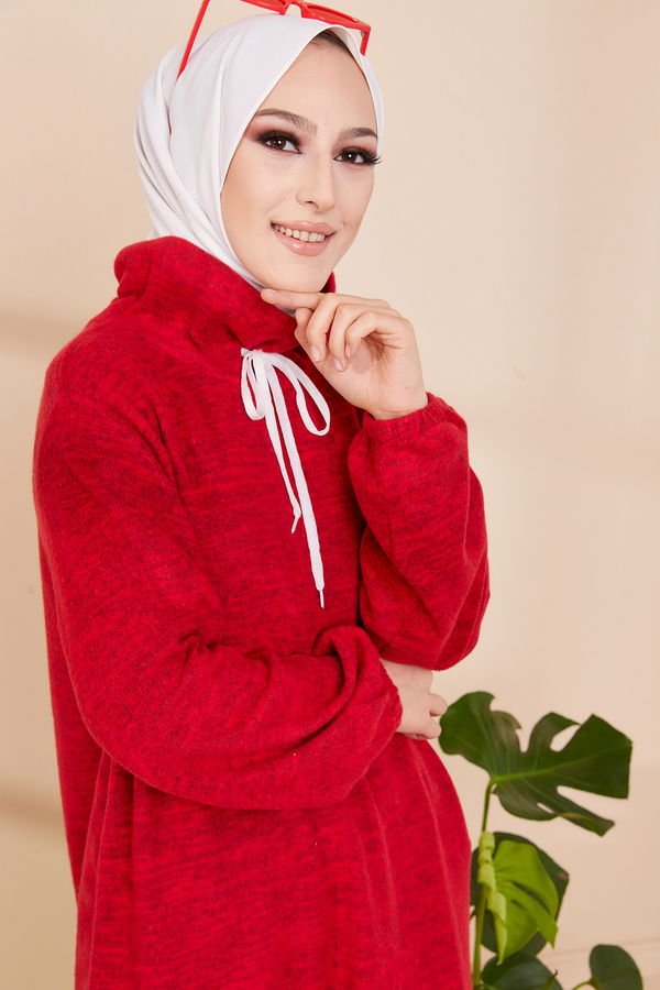 Düz Orta Kadın Kırmızı TUNIK - 3483 Kırmızı