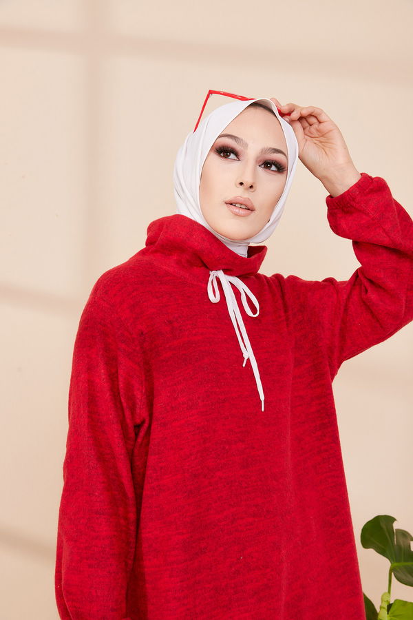 Düz Orta Kadın Kırmızı TUNIK - 3483 Kırmızı
