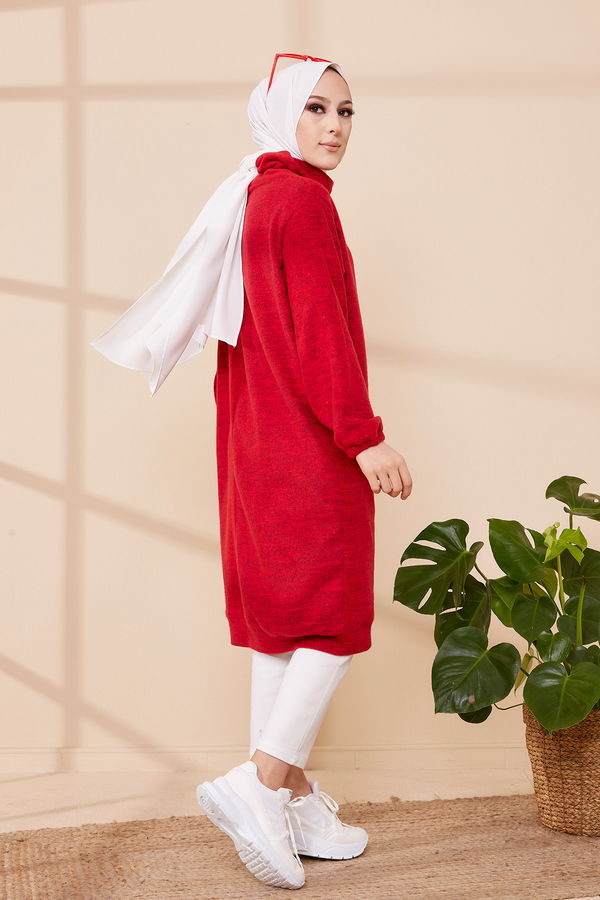 Düz Orta Kadın Kırmızı TUNIK - 3483 Kırmızı