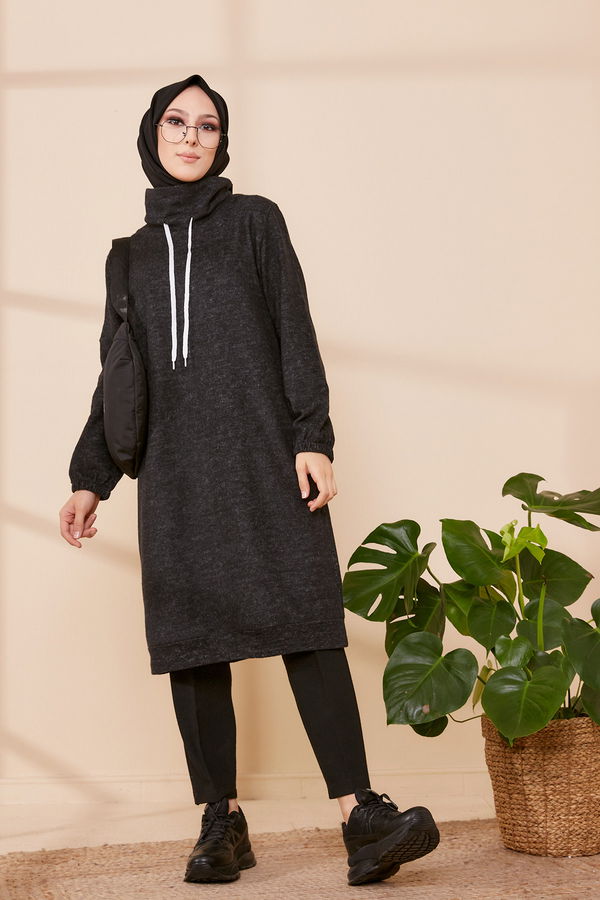 Düz Orta Kadın Siyah TUNIK - 3483 SİYAH
