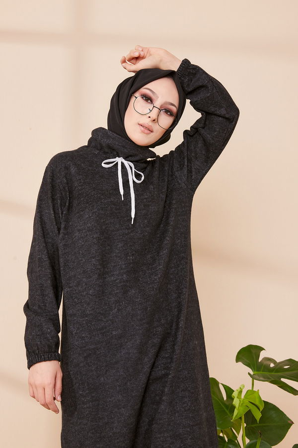 Düz Orta Kadın Siyah TUNIK - 3483 SİYAH