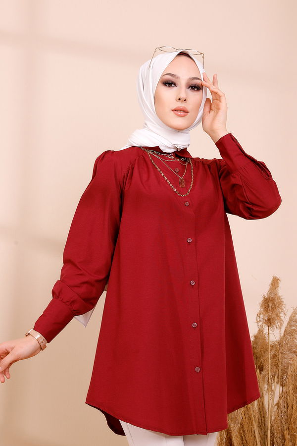 Düz Orta Kadın Bordo TUNIK - 8691 BORDO