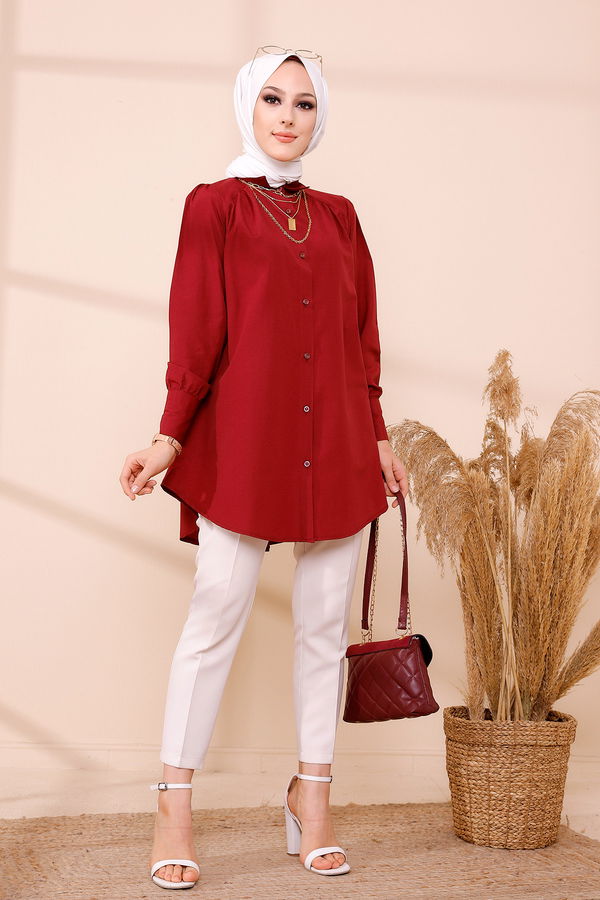 Düz Orta Kadın Bordo TUNIK - 8691 BORDO