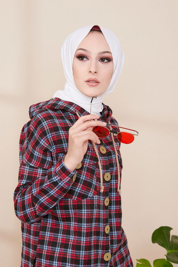 Düz Orta Kadın Mavi 9089 KAPSONLU TUNIK - 9089 MAVİ