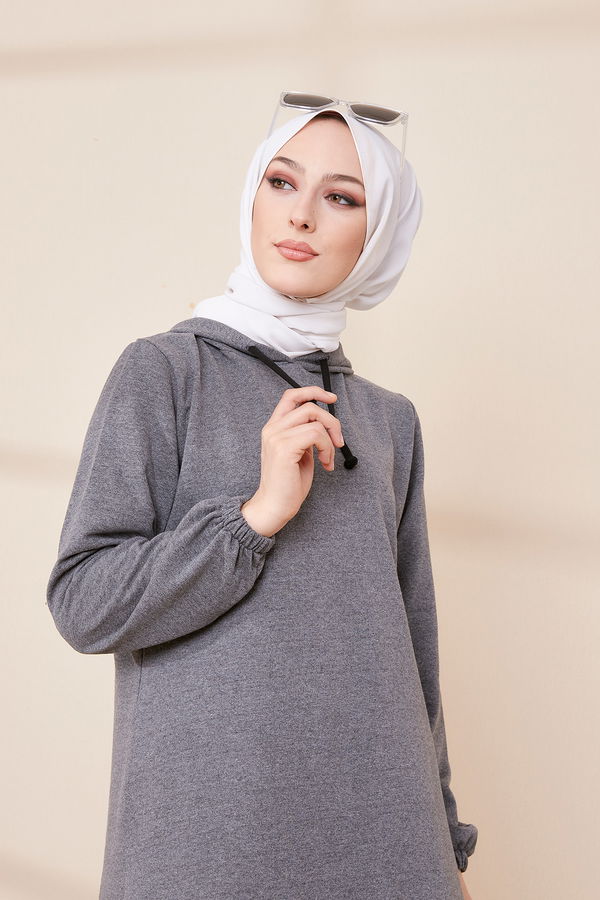 Düz Orta Kadın Gri TUNIK - 3433 GRİ