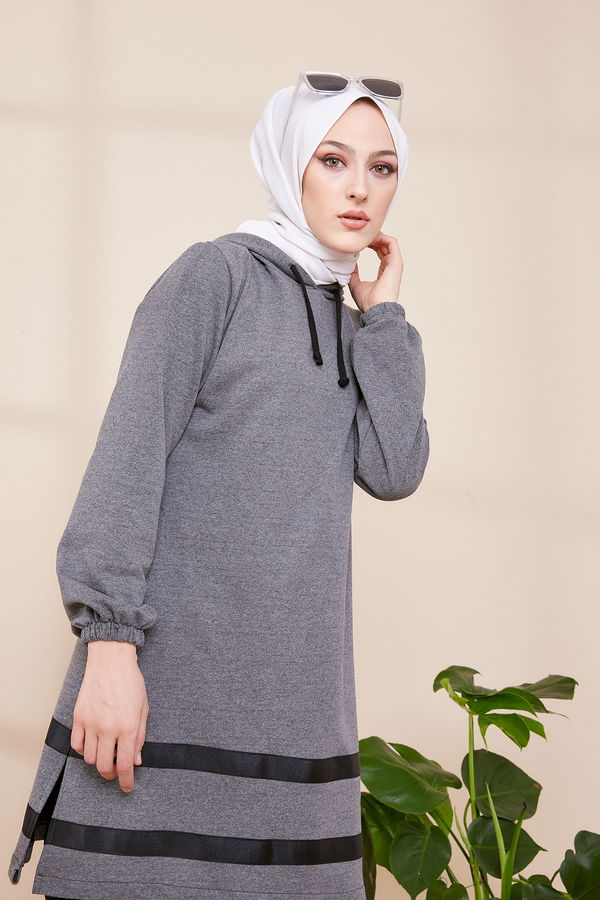Düz Orta Kadın Gri TUNIK - 3433 GRİ