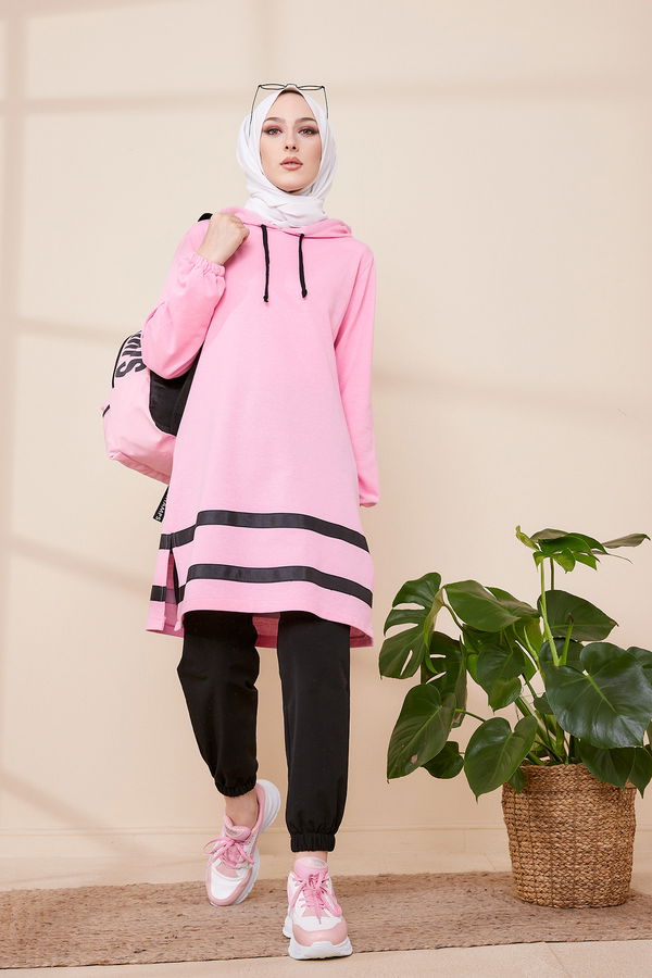 Düz Orta Kadın Pembe TUNIK - 3433 PEMBE