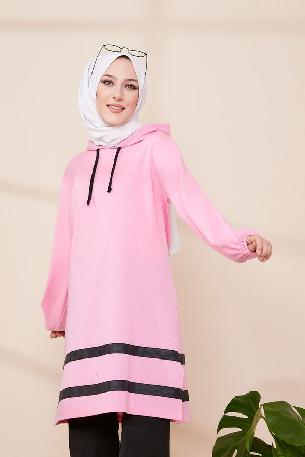 Düz Orta Kadın Pembe TUNIK - 3433 PEMBE