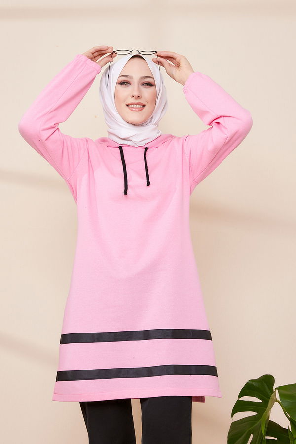 Düz Orta Kadın Pembe TUNIK - 3433 PEMBE