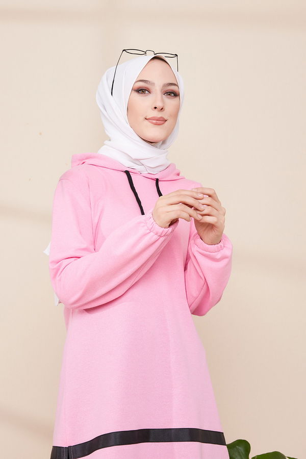 Düz Orta Kadın Pembe TUNIK - 3433 PEMBE