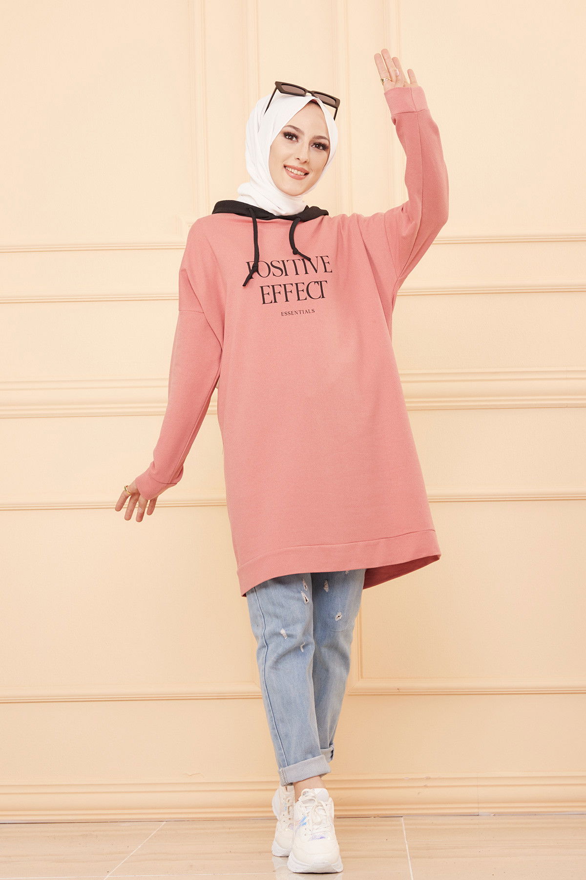 Düz Orta Kadın Pembe TUNIK - 3403 PEMBE
