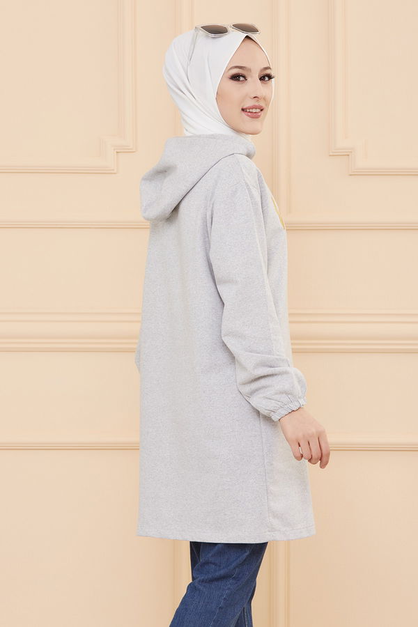 Düz Orta Kadın Gri TUNIK - 3489