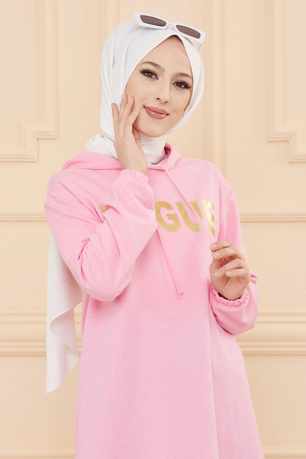Düz Orta Kadın Pembe TUNIK - 3489