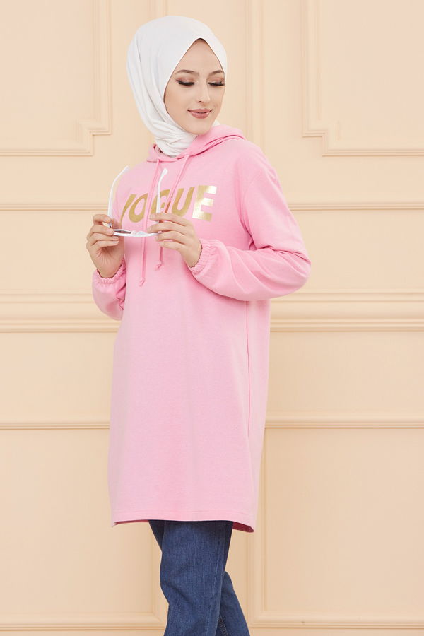 Düz Orta Kadın Pembe TUNIK - 3489
