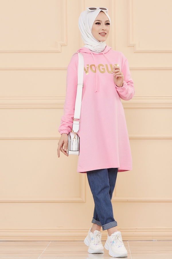 Düz Orta Kadın Pembe TUNIK - 3489