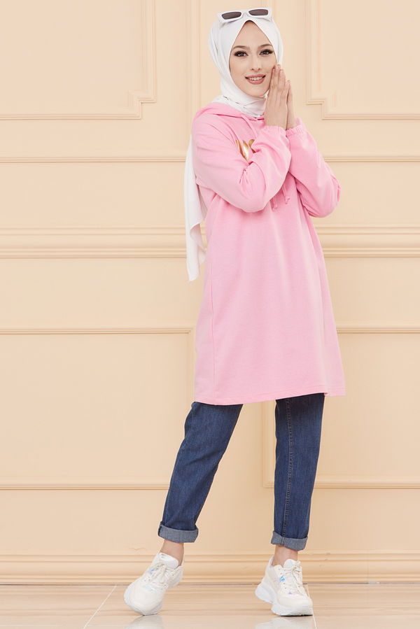 Düz Orta Kadın Pembe TUNIK - 3489