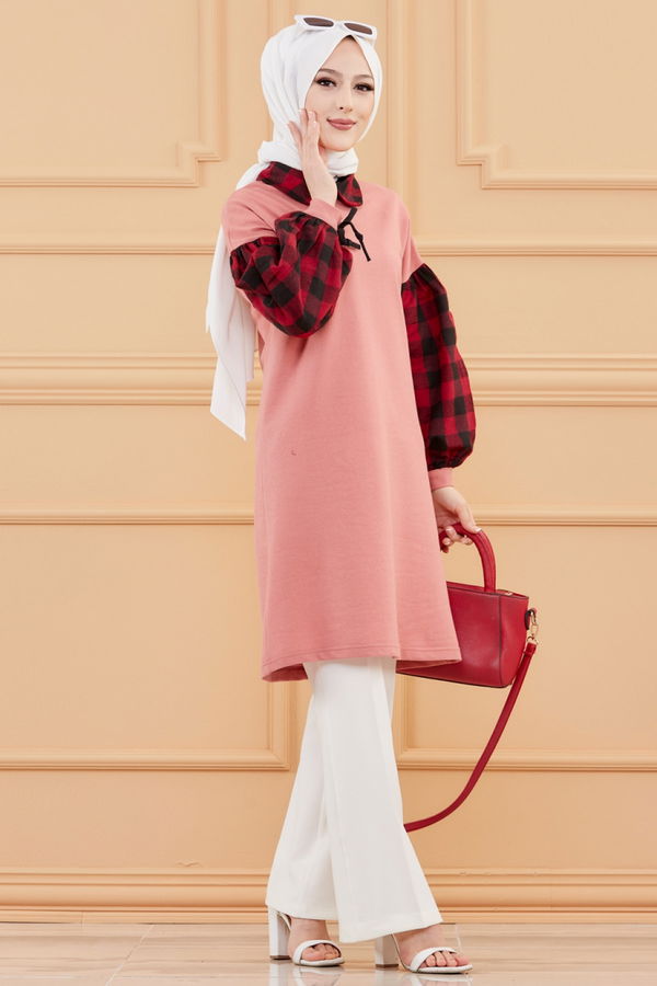 Düz Orta Kadın Pembe TUNIK - 3410 PEMBE