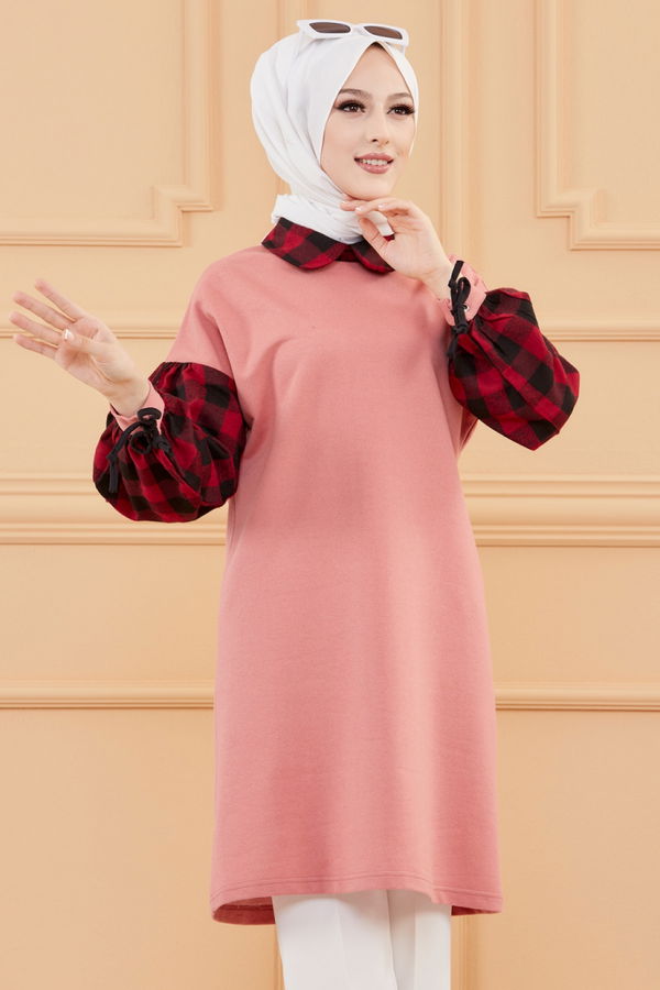 Düz Orta Kadın Pembe TUNIK - 3410 PEMBE