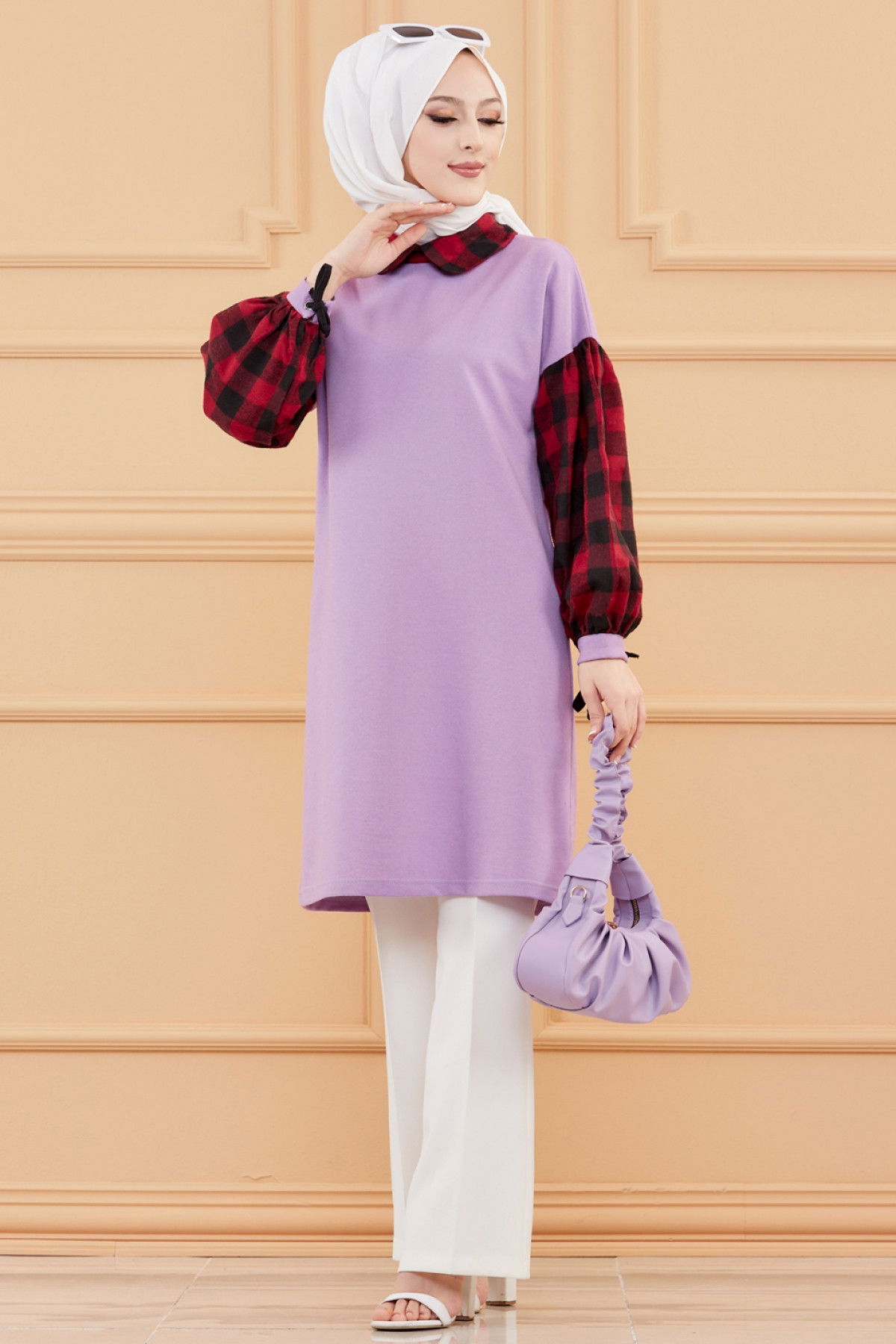 Düz Orta Kadın Lila TUNIK - 3410