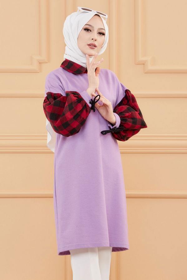 Düz Orta Kadın Lila TUNIK - 3410