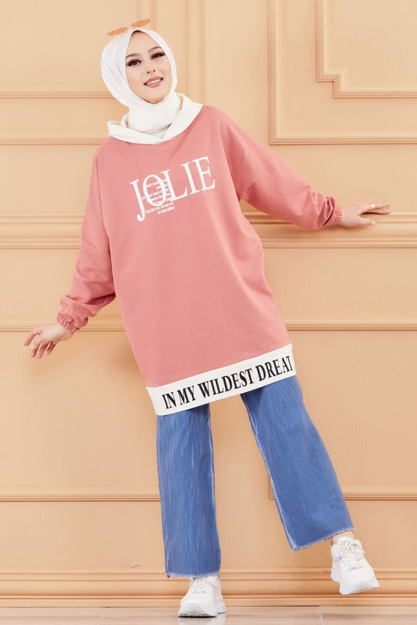 Düz Orta Kadın Pembe TUNIK - 3442 PEMBE