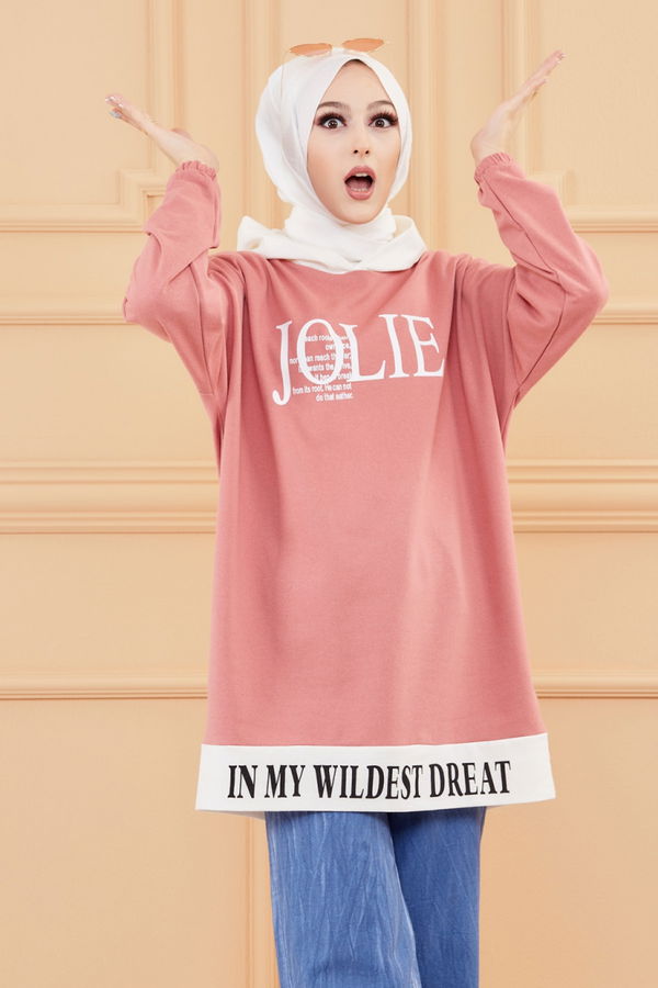 Düz Orta Kadın Pembe TUNIK - 3442 PEMBE