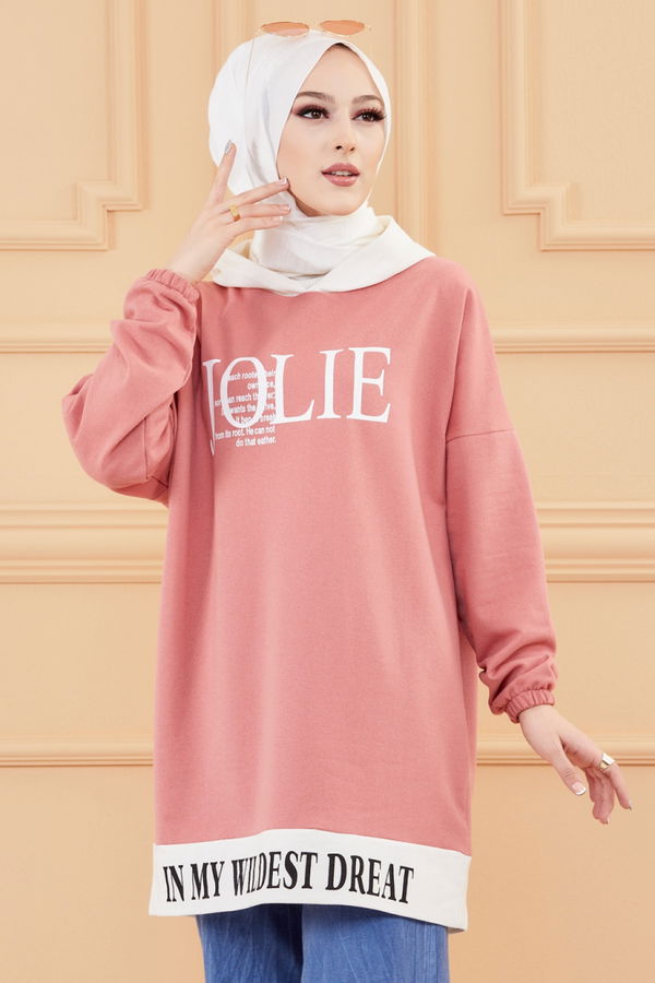 Düz Orta Kadın Pembe TUNIK - 3442 PEMBE