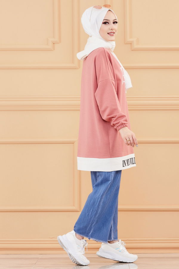 Düz Orta Kadın Pembe TUNIK - 3442 PEMBE