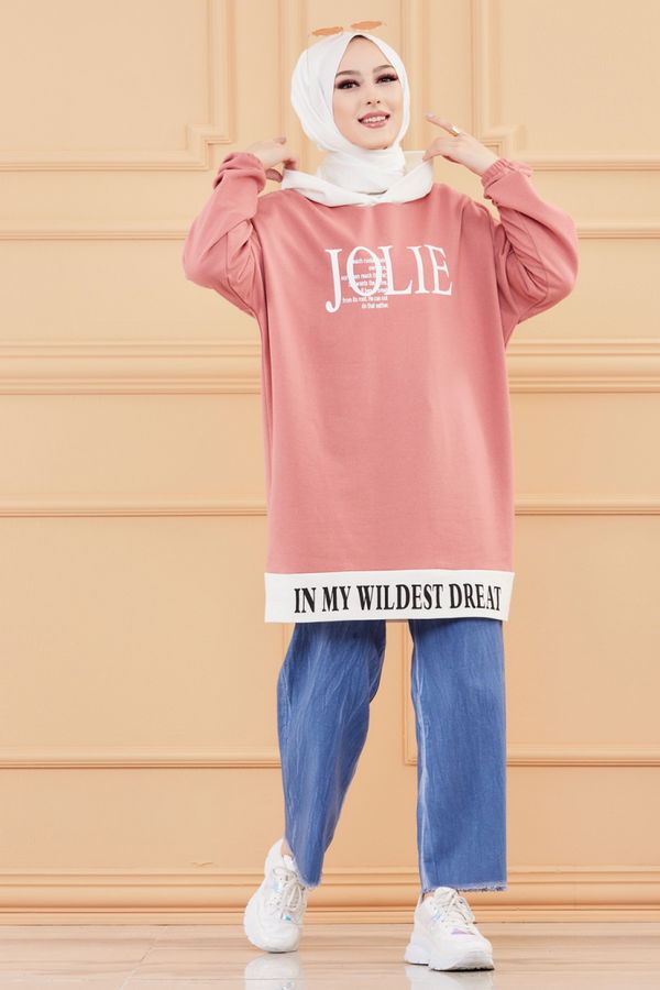 Düz Orta Kadın Pembe TUNIK - 3442 PEMBE